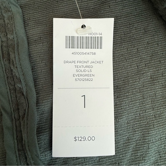 Chico’s Textured Drape Front Jacket Blazer Evergreen Forest Green Sz 8-NWT - Picture 6 of 12